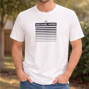 Michael Kors Men’s White Graphic Logo Tee | Medium
